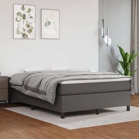 3121051 vidaXL Cadru de pat box spring, gri, 140x200 cm, piele ecologică