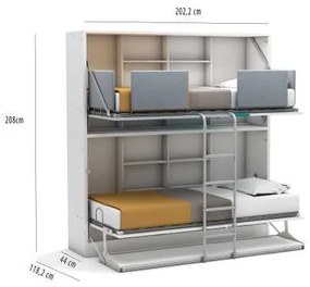 Pat rabatabil orizontal suprapus cu birou - SMART BUNK DESK (90X190)