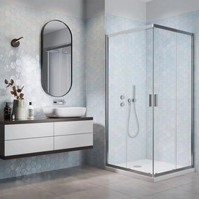 Cabina de dus patrata cu usi glisante Radaway Alienta 90x90 cm crom-transparent