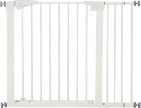 PawHut Poartă pentru Câini de Talie Mică și Medie cu Dublă Încuietoare și Închidere Automată, 76-103x4.2x77 cm, Alb | Aosom Romania