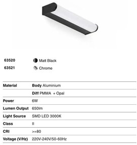 Aplica de perete / oglinda baie IP44 TIDE 300, chrome