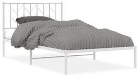 374482 vidaXL Cadru de pat din metal cu tăblie, alb, 107x203 cm