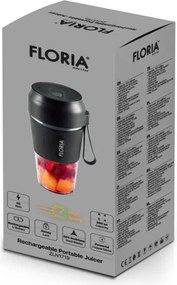 Blender portabil Floria ZLN1719 pentru suc reincarcabil, Capacitate 300 ml, Putere 50W, Lame din otel inoxidabil, Negru