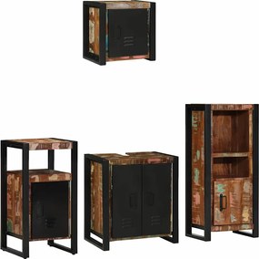 vidaXL Set de mobilier pentru baie cu raft 4 pcs Lemn recuperat masiv
