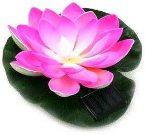 Lampa solara de gradina/apa, LED, floare de nufar roz, 18x18x6 cm 
