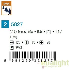 Aplica de perete moderna pentru baie cu protectie IP44, Togo 5827 RX