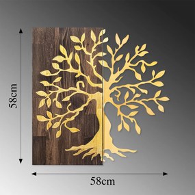 Accesoriu decorativ de perete din lemn Tree - Gold