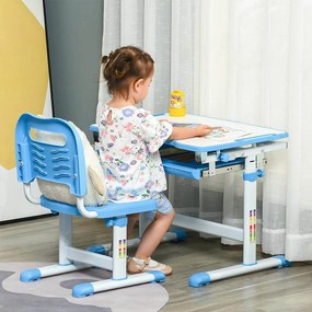 Birou multifunctional copii, inaltime reglabila, albastru