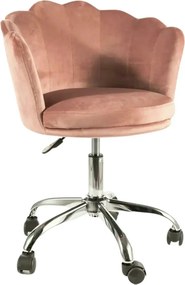 Scaun birou ROSE, roz/crom, stofa catifelata/metal, 56x41x74/83 cm