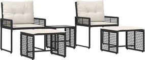 vidaXL Set de Mobilier pentru Exterior cu pernă 5 pcs Negru și Alb