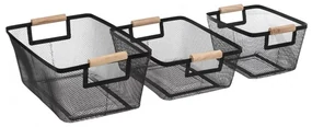 Set 3 cutii depozitare Zamos, metal, negru, 24.5x17.5x11cm, 31.5x23x13cm, 36.5x23x15cm