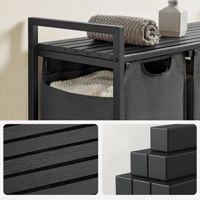 Coș de rufe cu 3 compartimente, gri închis