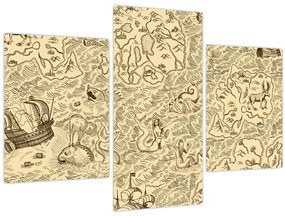 Tablou - Harta de epocă, ilustrații (90x60 cm)