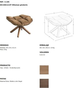 Taburete pivotant, Suport pentru picioare Brown