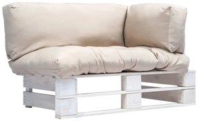 Canapea de gradina din paleti cu perne nisipii, lemn de pin white and sand, 1