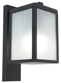 Felinar inteligent de perete pentru exterior negru cu sticlă canelată, inclusiv WiFi A60 - Charlois