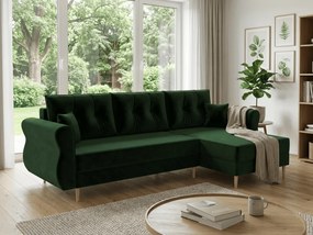 Canapea extensibila de colt SILVIANO, verde inchis, reversibila, 230x140 cm