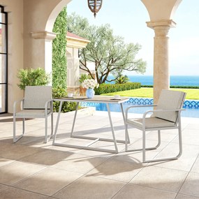 Outsunny Salon de jardin exterior 2 persoane, masă de grădină exterioară cu 2 scaune, 4 perne cadru din oțel gri | Aosom Romania