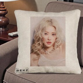 Perna Personalizata K-pop BLACKPINK Rose, 40x40 cm, Bej Canapea, Husa Detasabila, Perna Inclusa, BEKZ®