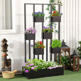 Outsunny Jardiniere inaltă cu grindă din lemn pentru plante, legume, flori sau ierburi aromatice, dim. 90L x 45L x 170H cm | Aosom Romania