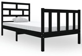 3101337 vidaXL Cadru de pat, negru, 90x200 cm, lemn masiv de pin