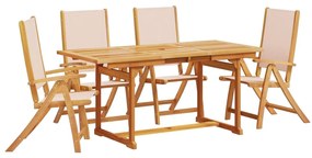 3279282 vidaXL Set mobilier de grădină, 5 piese, lemn masiv acacia/textilenă