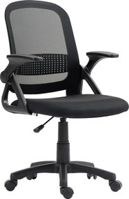 HOMCOM Scaun de birou mesh respirabil, scaun ergonomic pivotant cu cotiere rabatabile și suport lombar, Negru | Aosom Romania