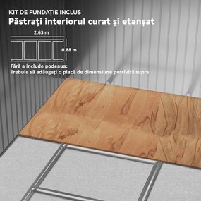 Outsunny Magazie de grădină 4,9 m² din oțel, cu ușă dublă glisantă și acoperiș înclinat, maro deschis | Aosom Romania