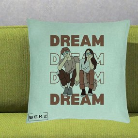Perna Decorativa Dream Couple Aesthetic, 40x40 cm, Verde Menta, Husa Detasabila, Perna Inclusa, BEKZ®