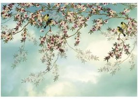 Fototapet cu flori de cires si pasari Sakura
