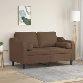 vidaXL Canapea cu 2 locuri cu pernuțe, maro, 120 cm, textil