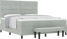 vidaXL Pat cu arcuri cu saltea Gri deschis 180 x 200 cm Catifea