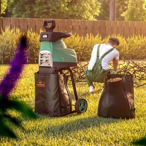 Tocător de grădină DIOX + 2x sac de 60 l, 3100W negru/verde Gardebruk