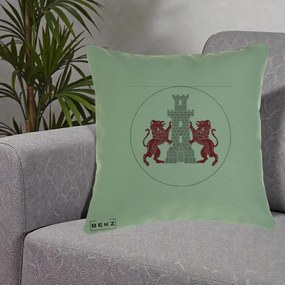 Perna Personalizata Cetatea Turnu Magurele Heraldic, 40x40 cm, Verde, Husa Detasabila, Perna Inclusa, BEKZ®