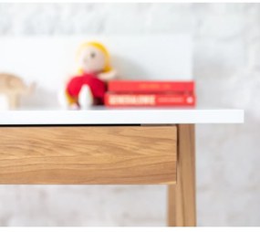 Birou cu bază din lemn de frasin Ragaba Luka, lungime 85 cm, alb