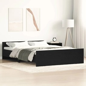 vidaXL Cadru pat fără saltea, stejar negru, 140x200 cm, lemn prelucrat