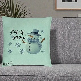 Perna Decorativa Let It Snow Om de Zapada, 40x40 cm, Verde Menta, Husa Detasabila, Perna Inclusa, BEKZ®