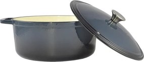 Oală fontă emailată cu capac Perfect Home 15720, 28 cm, 6.5 L, albastră