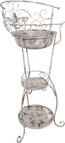 Lavoar decorativ de gradina, alb, din metal, aspect vintage, Abeille