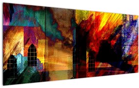 Tablou - Oraș colorat, abstracție (120x50 cm)