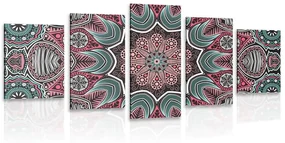 Tablou 5-piese Mandala indiană cu model floral