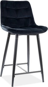 Scaun bar textil CHIC H-2, negru, 46x51x90 cm