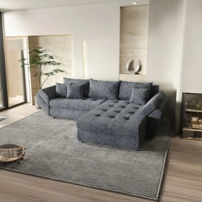 Colțar extensibil dumonde cu ladă de depozitare si sezut confortabil din spuma high-density, Loana Euphoria Graphit II 270x185 cm