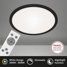 Plafonieră LED dimabilă Briloner 7168-015 PIATTO LED/22W/230V negru + telecomandă