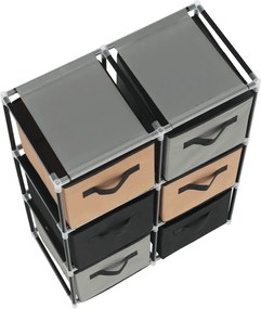 Comodă cu sertare din material textil, negru/maro/gri, CAMILO TYP 2