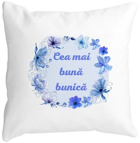 Perna Decorativa pentru Bunica 15, 40x40 cm, Alba, Mata, Husa Detasabila, Burduf