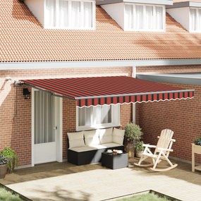 vidaXL Marchiză retractabilă automată cu LED portocalie și maro 400x350 cm