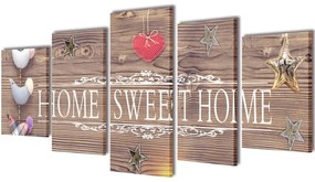Set tablouri din pânză cu imprimeu Home Sweet Home, 100 x 50 cm