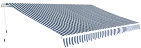 vidaXL Copertină pliabilă acționată manual, 500 cm, albastru și alb