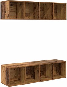 vidaXL Set comodă TV Pe perete 3 pcs Lemn Vechi Lemn compozit